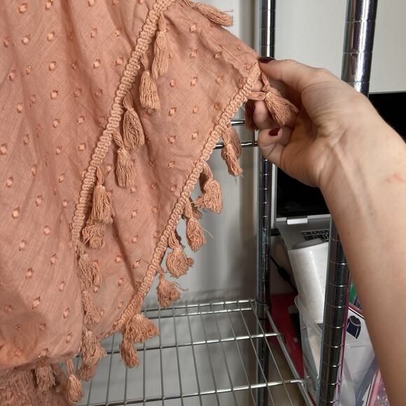 Z&L Women's Peach Tassel Boho Mini Dress Size XL Hippie Festival Indie Smocking - Picture 9 of 11